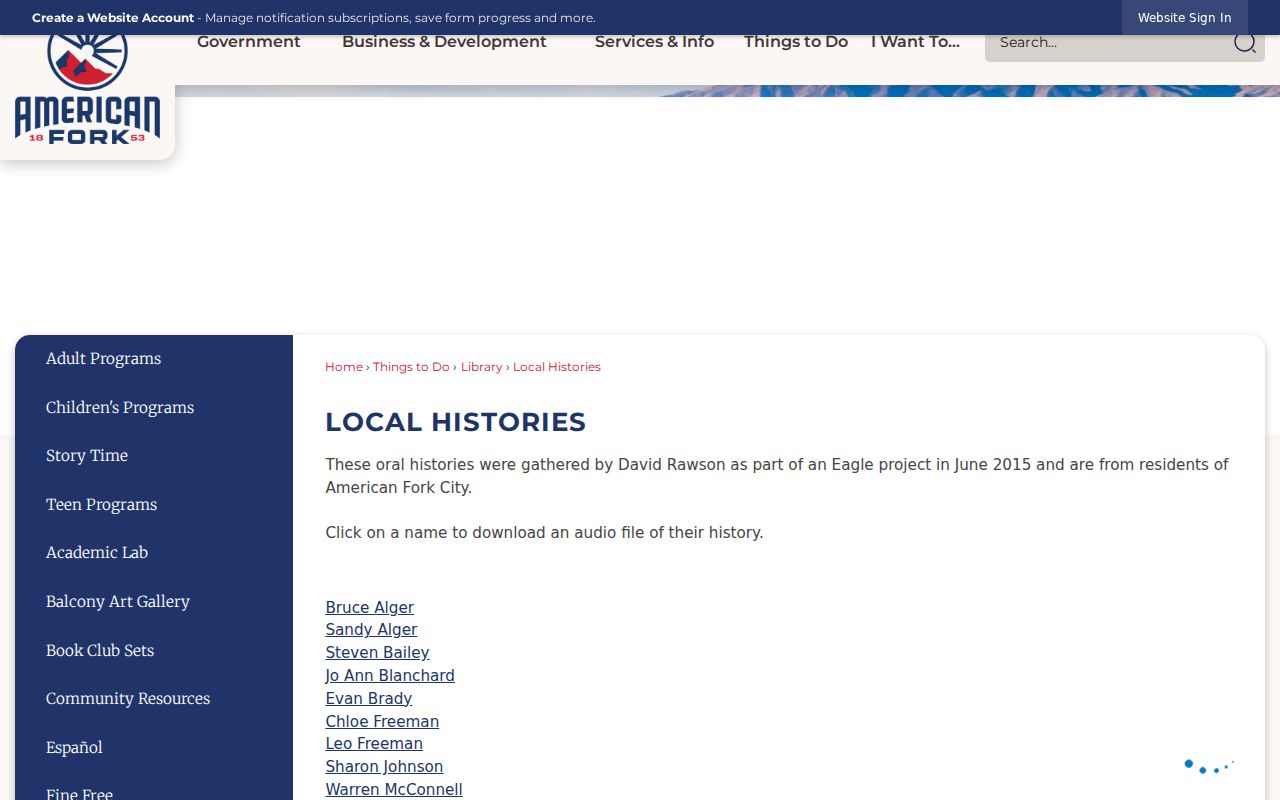 American Fork city directory local history collection