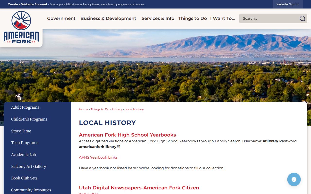 American Fork residents directory local-history resources