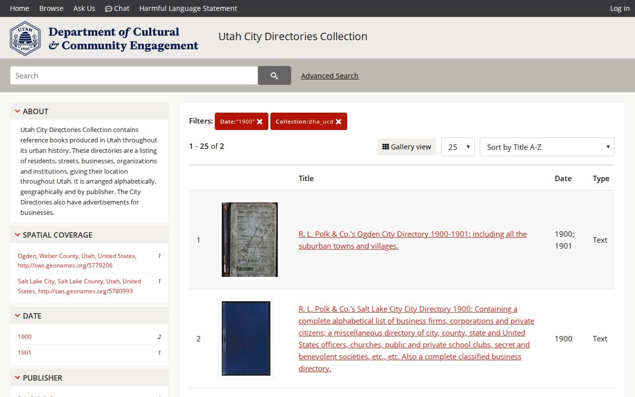 American Fork residents directory digitized collection