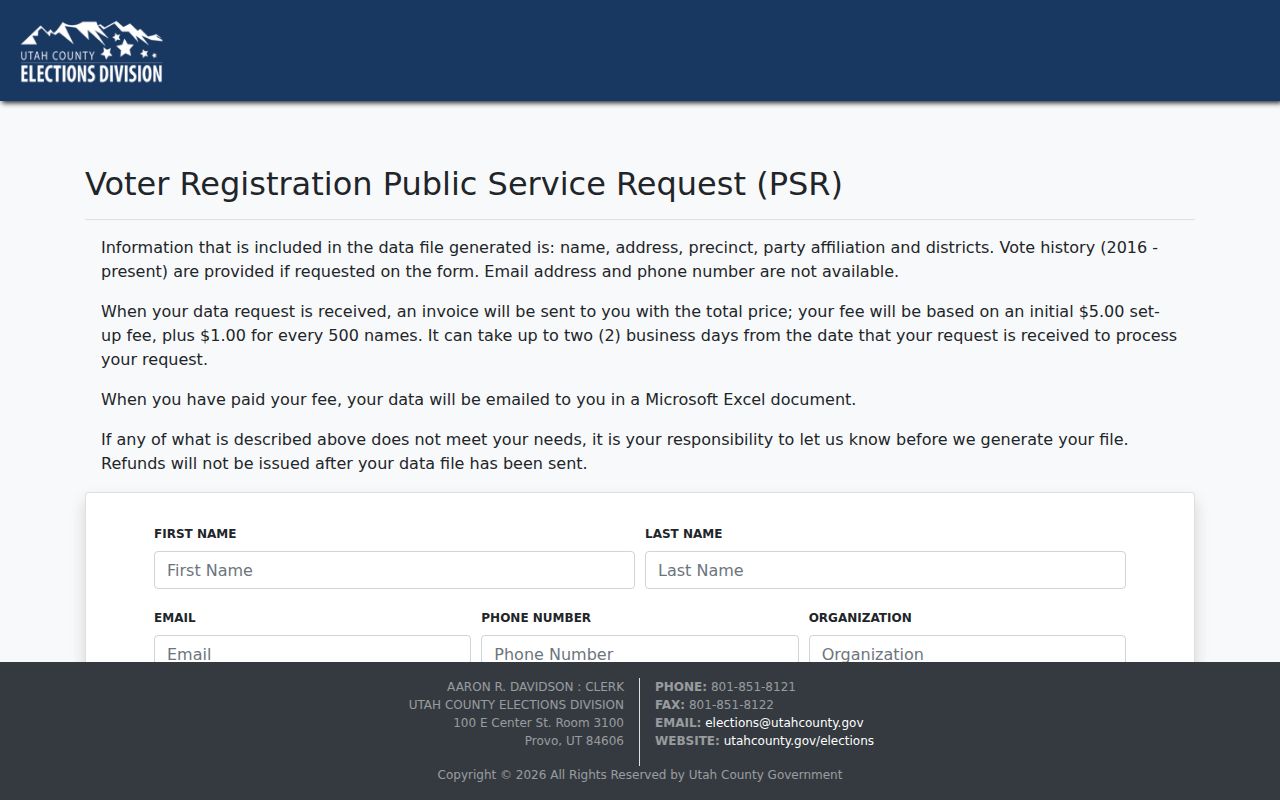American Fork residents directory voter request
