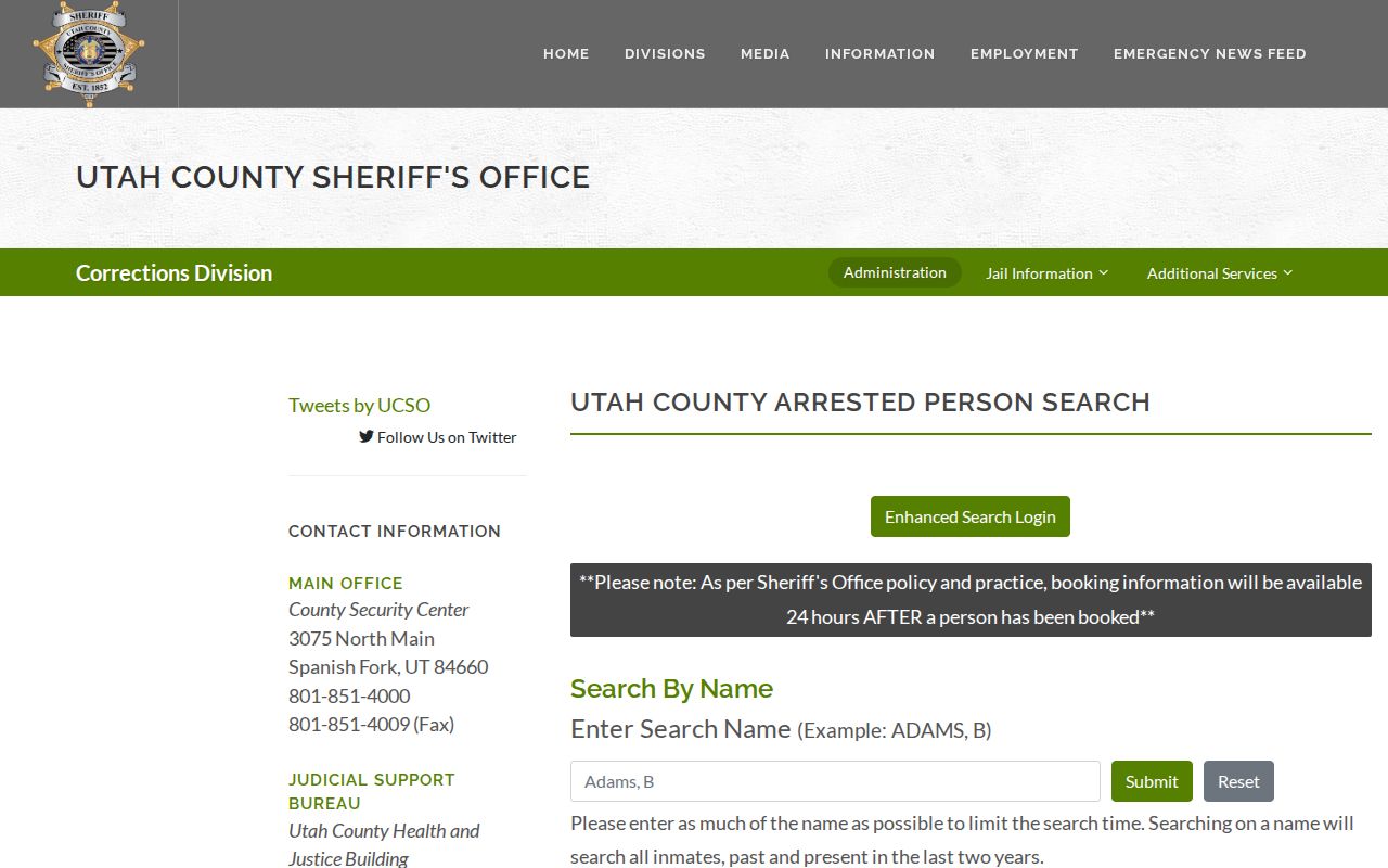 American Fork resident lookup Utah County Jail
